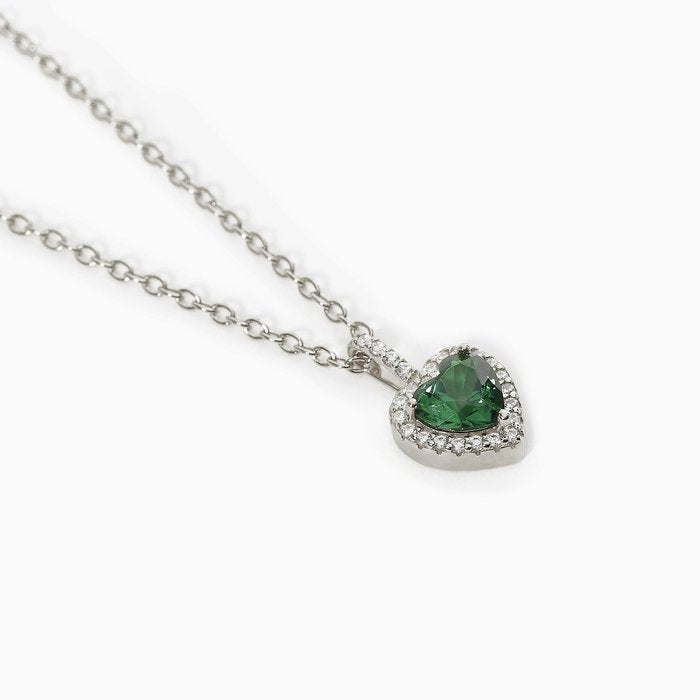 LOVE AFFAIR Collier ras du cou en argent avec émeraude synthétique taille cœur