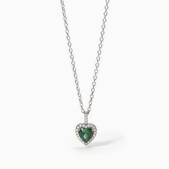 Girocollo in argento con smeraldo sintetico taglio cuore LOVE AFFAIR