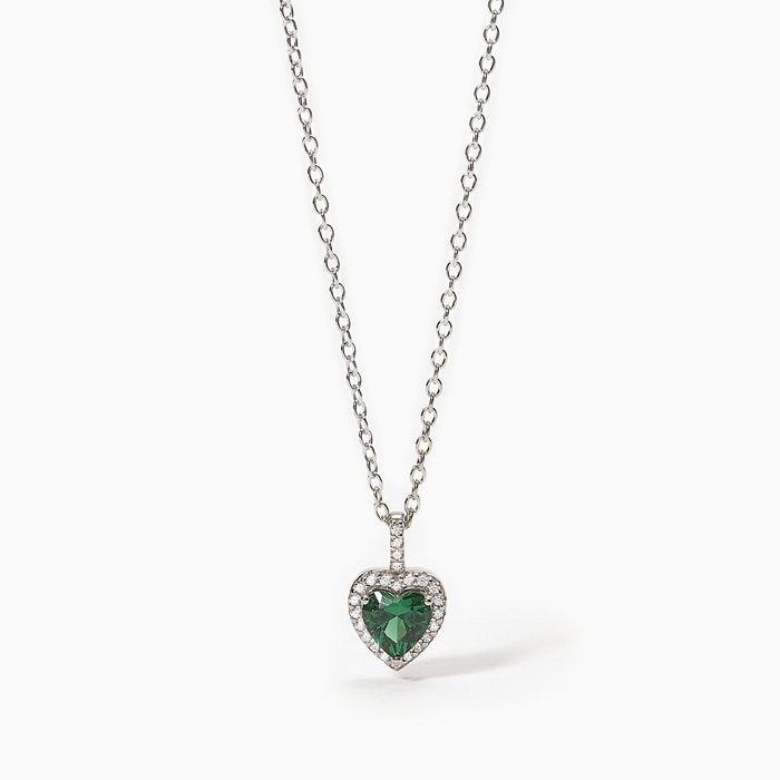 LOVE AFFAIR heart cut synthetic emerald silver choker