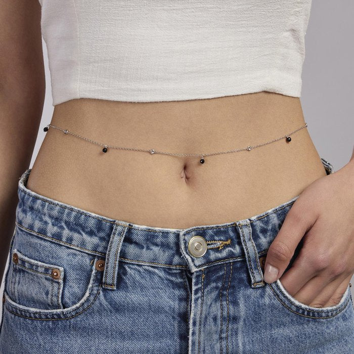 Chaîne de taille en argent avec agate noire VIVA LA VIDA