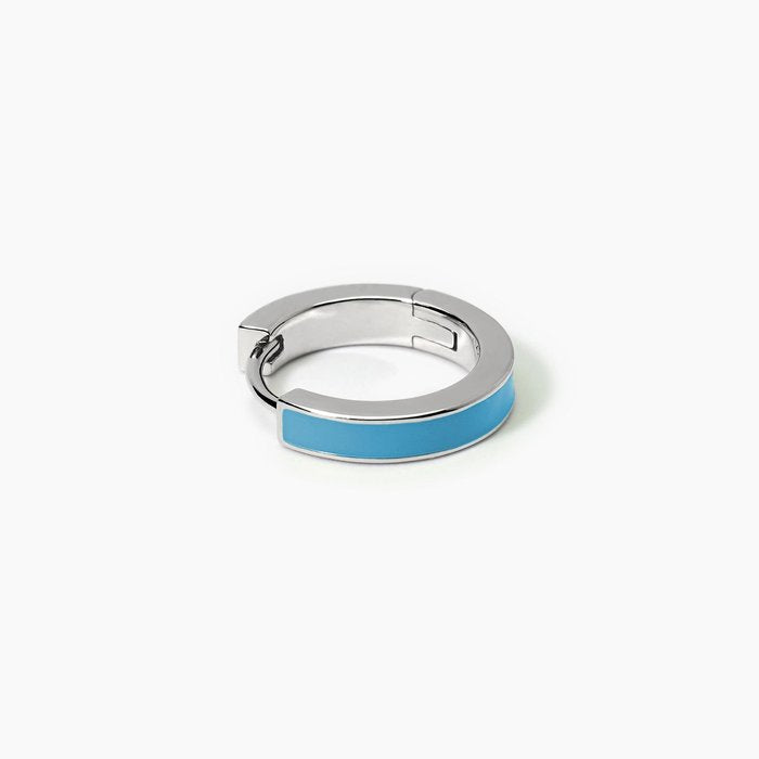 Orecchino in argento a cerchio con smalto blu COLOR BLOCK