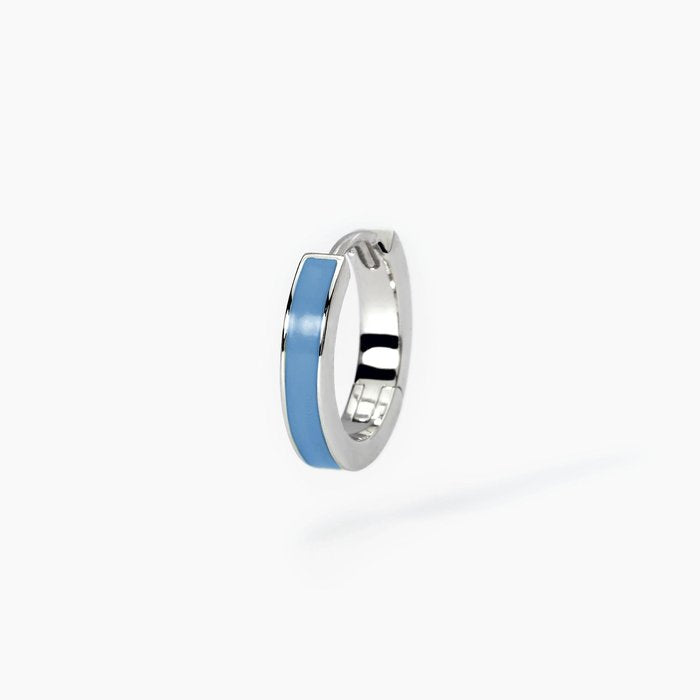 COLOR BLOCK Blue Enamel Hoop Silver Earring