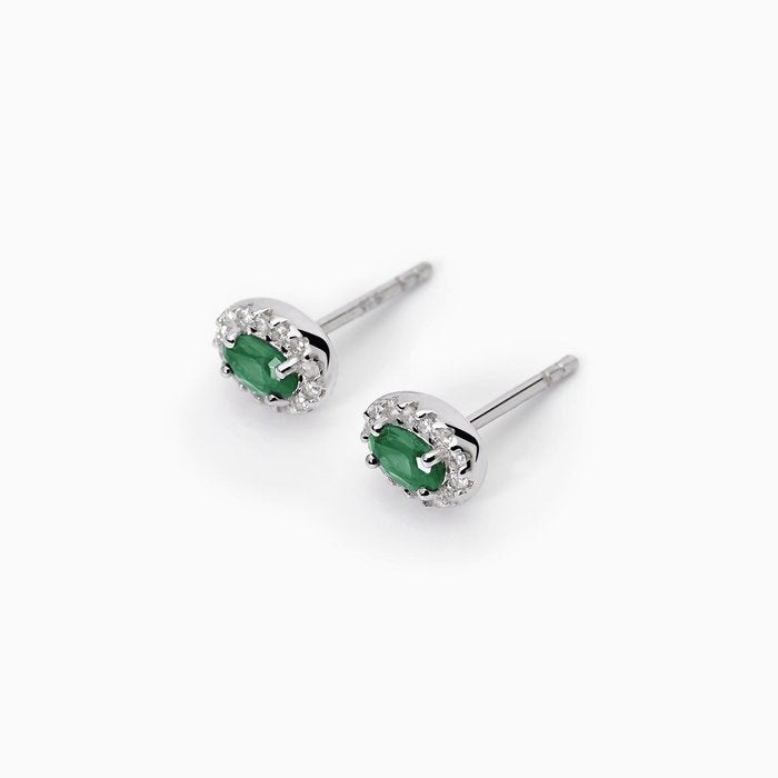 Orecchini in argento a lobo con smeraldi sintetici COOL OR RÉTRO?