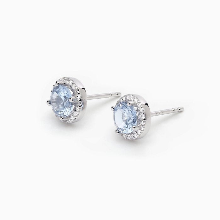 Boucles d'oreilles à tige en argent et aigue-marine synthétique REVIVAL