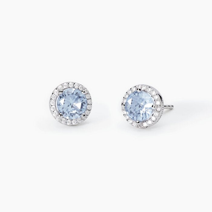Boucles d'oreilles à tige en argent et aigue-marine synthétique REVIVAL