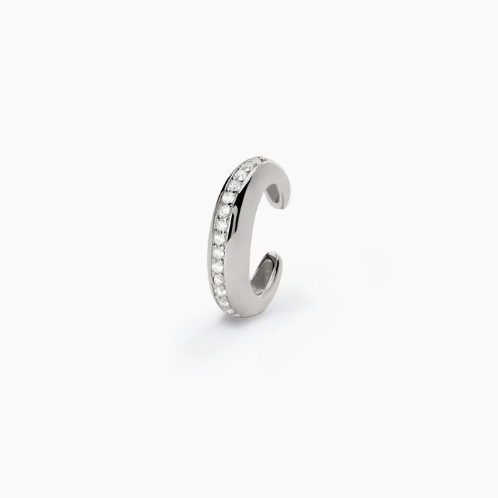 Oval ear cuff in silver with white zirconia CUFFMANIA