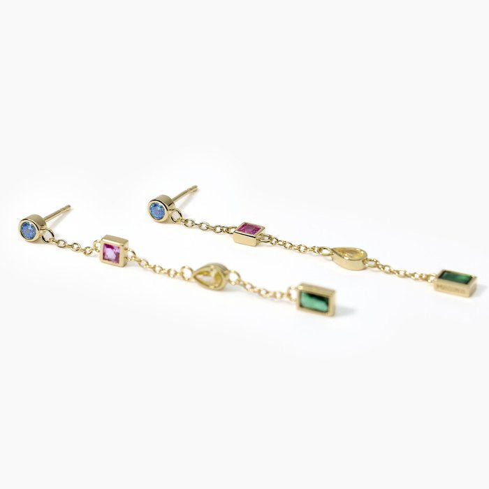 Boucles d'oreilles avec des chatons RAINBOW multicolores et multiformes