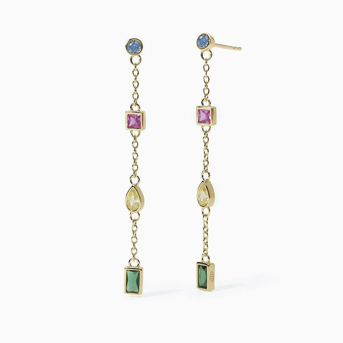 Boucles d'oreilles avec des chatons RAINBOW multicolores et multiformes