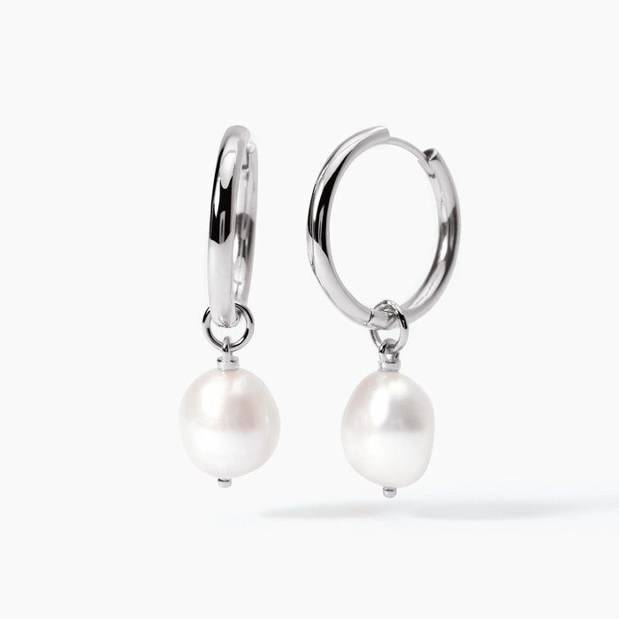 Orecchini in argento a cerchio con perle barocche CHARME