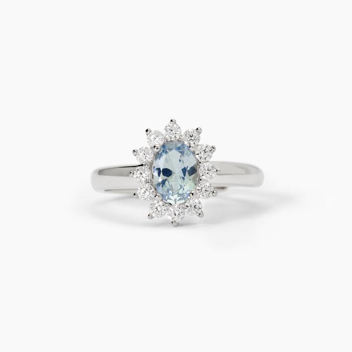 Silver ring with oval synthetic aquamarine COOL OR RÉTRO?