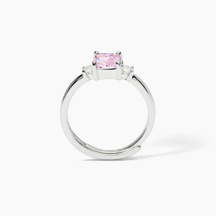 Silver ring with pink synthetic zirconia BATTITO