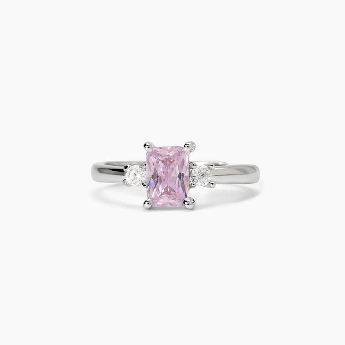 Silver ring with pink synthetic zirconia BATTITO