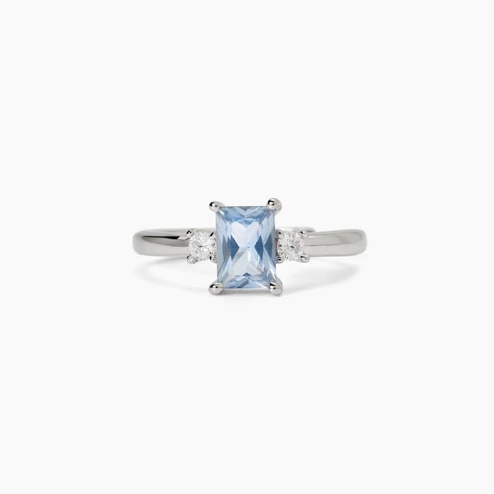 Bague en argent avec aigue-marine synthétique BATTITO