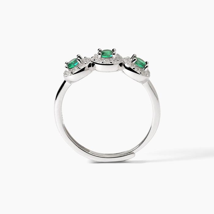 Bague en argent avec émeraudes synthétiques MILANESIENNE