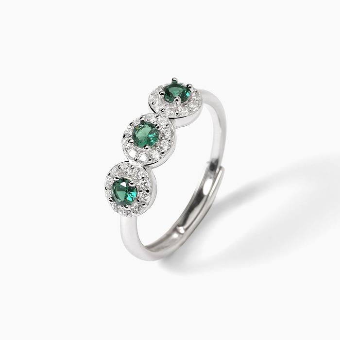 Bague en argent avec émeraudes synthétiques MILANESIENNE