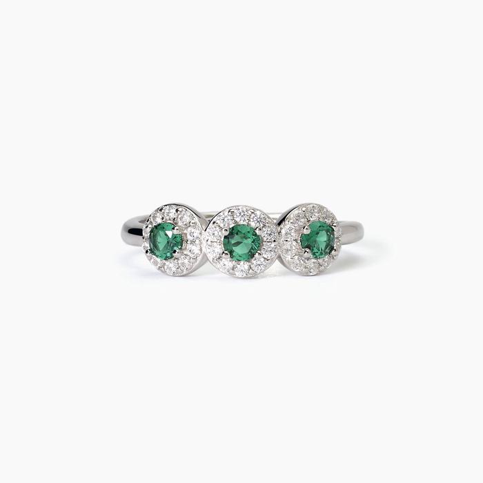 Bague en argent avec émeraudes synthétiques MILANESIENNE