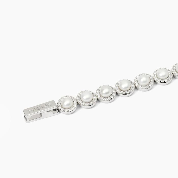 Bracelet tennis en argent avec perles et zircons MILANESIENNE