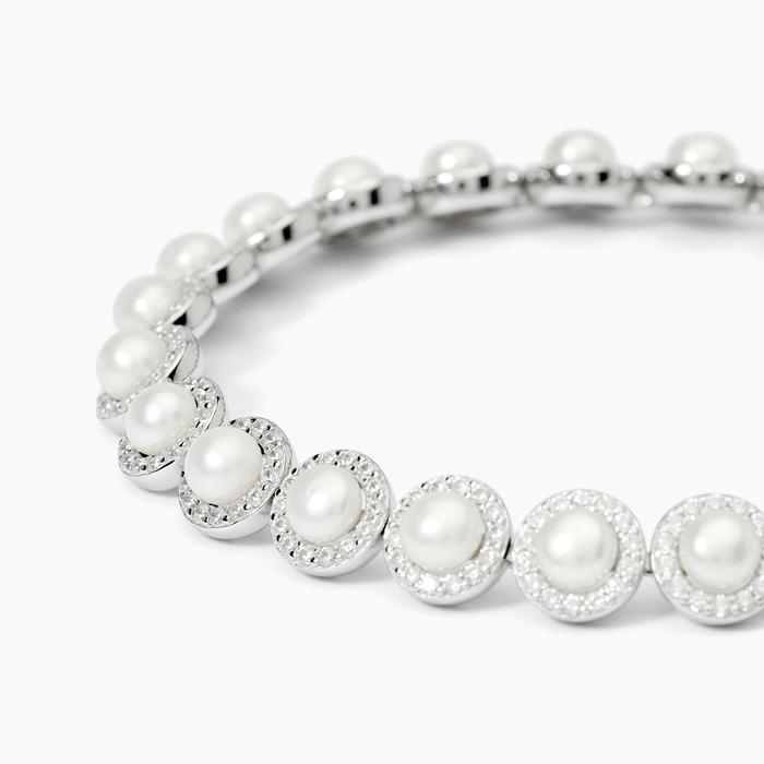 Bracelet tennis en argent avec perles et zircons MILANESIENNE