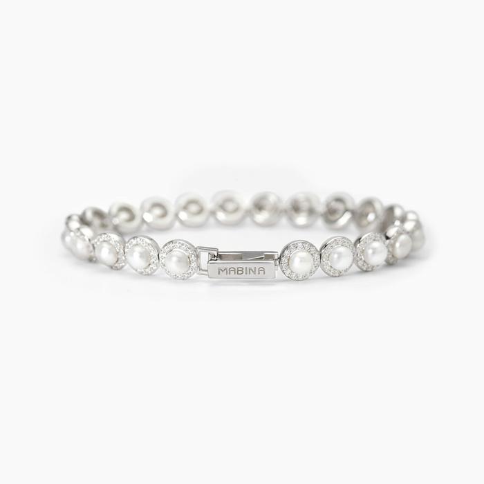 Bracelet tennis en argent avec perles et zircons MILANESIENNE