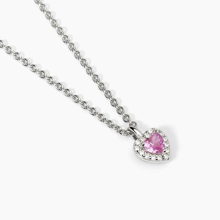 LOVE AFFAIR Collier ras du cou en argent et tourmaline synthétique en forme de cœur