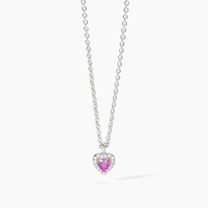 LOVE AFFAIR Collier ras du cou en argent et tourmaline synthétique en forme de cœur