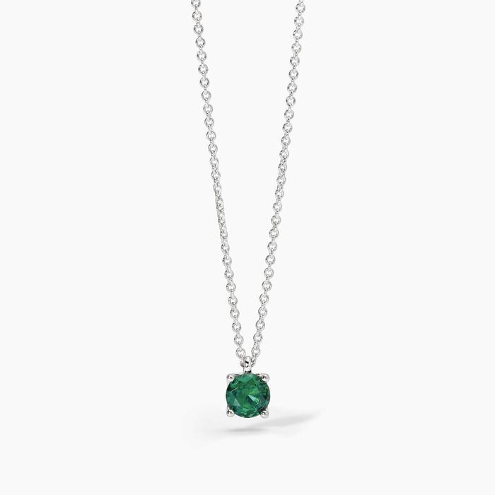 Collier ras du cou en argent et émeraude synthétique brillante