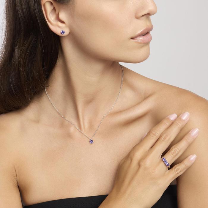 Girocollo in argento con zircone viola SHINY