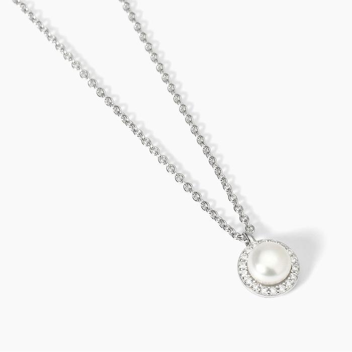 Girocollo in argento con perla coltivata e zirconi MILANESIENNE