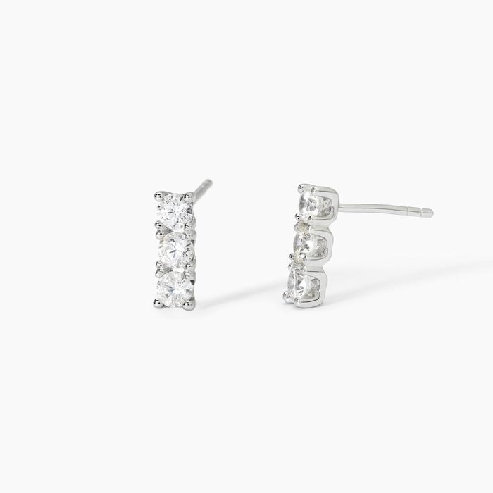 Boucles d'oreilles TRILOGY en argent et zircone blanche