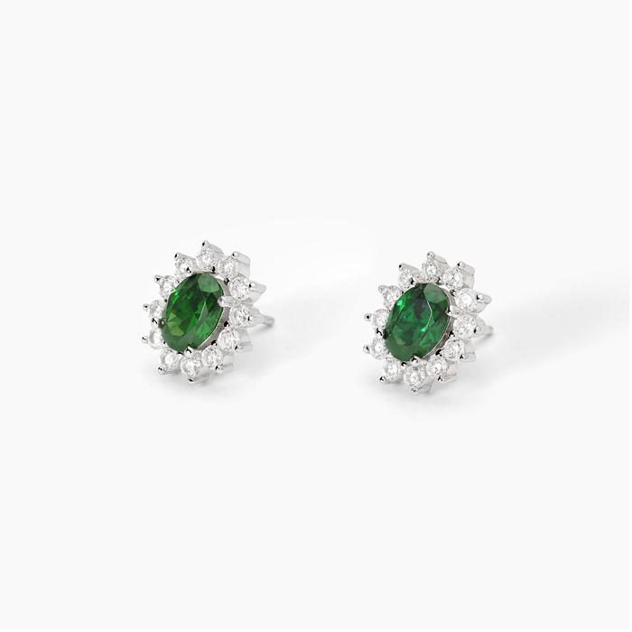 Boucles d'oreilles en argent avec émeraude synthétique COOL OU RÉTRO ?