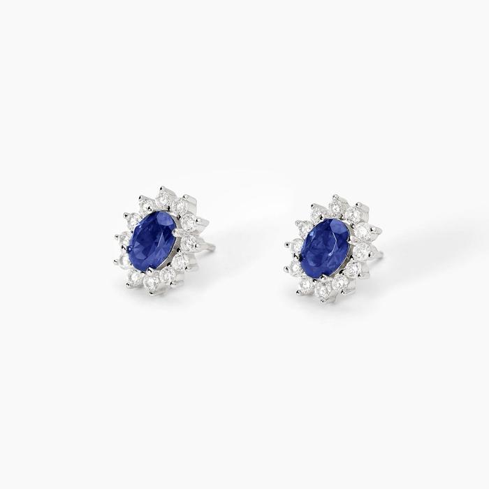 Oval Synthetic Sapphire Silver Earrings COOL OR RÉTRO?