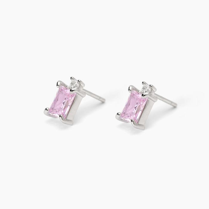 Orecchini in argento con zircone rosa taglio princess BATTITO