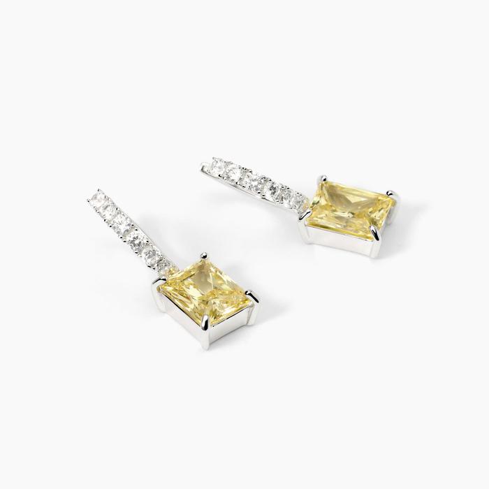 Boucles d'oreilles créoles en zircone citron taille princesse INFINITE DESIRE