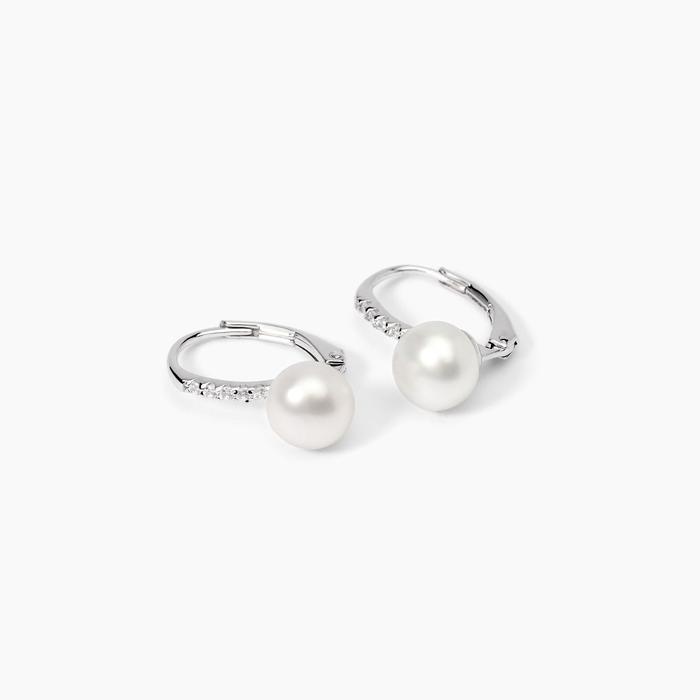 Boucles d'oreilles en argent avec perles et zircons INVITATION DE MARIAGE