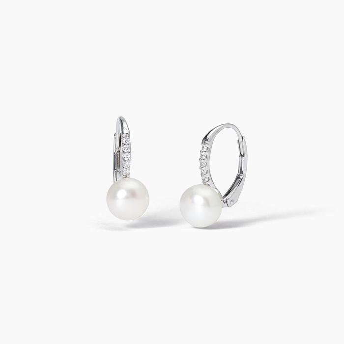 Boucles d'oreilles en argent avec perles et zircons INVITATION DE MARIAGE