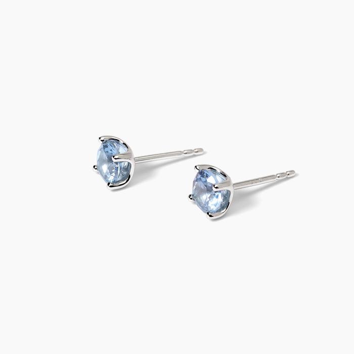Boucles d'oreilles en argent et aigue-marine synthétique brillantes