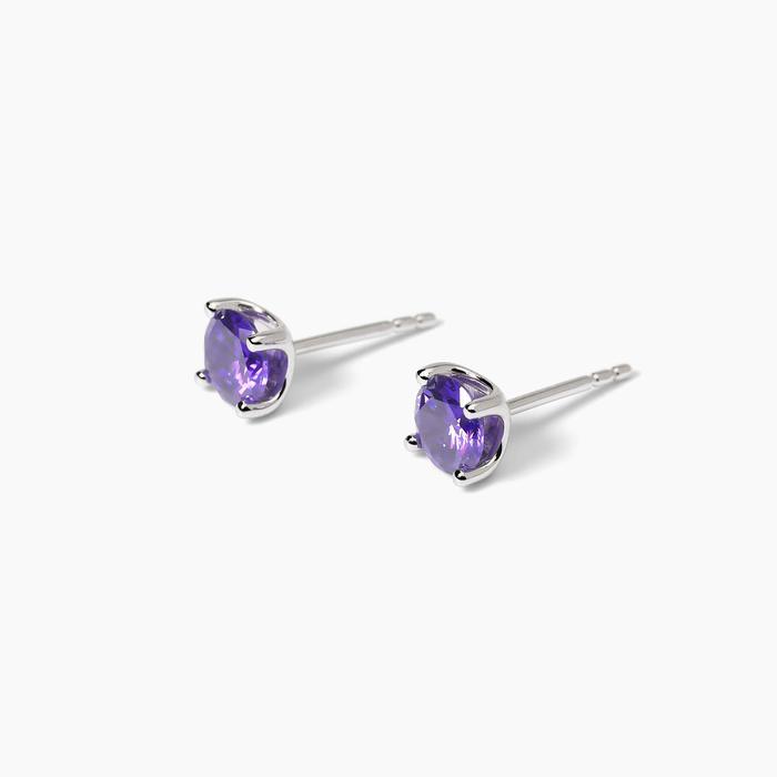 Boucles d'oreilles en argent et zircone violette brillante