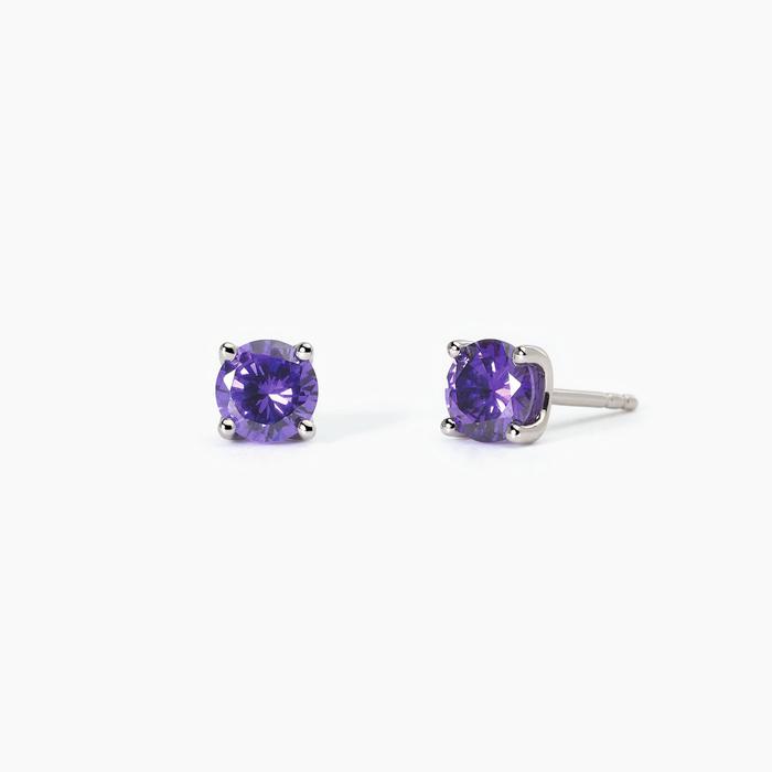 Boucles d'oreilles en argent et zircone violette brillante