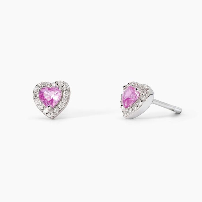 Boucles d'oreilles en argent avec tourmaline synthétique taille cœur LOVE AFFAIR