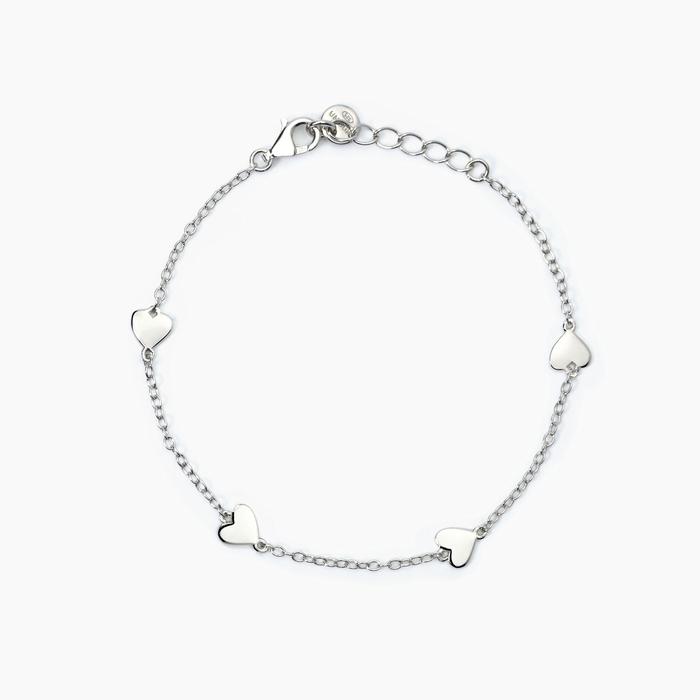 Silver bracelet with hearts MON AMOUR