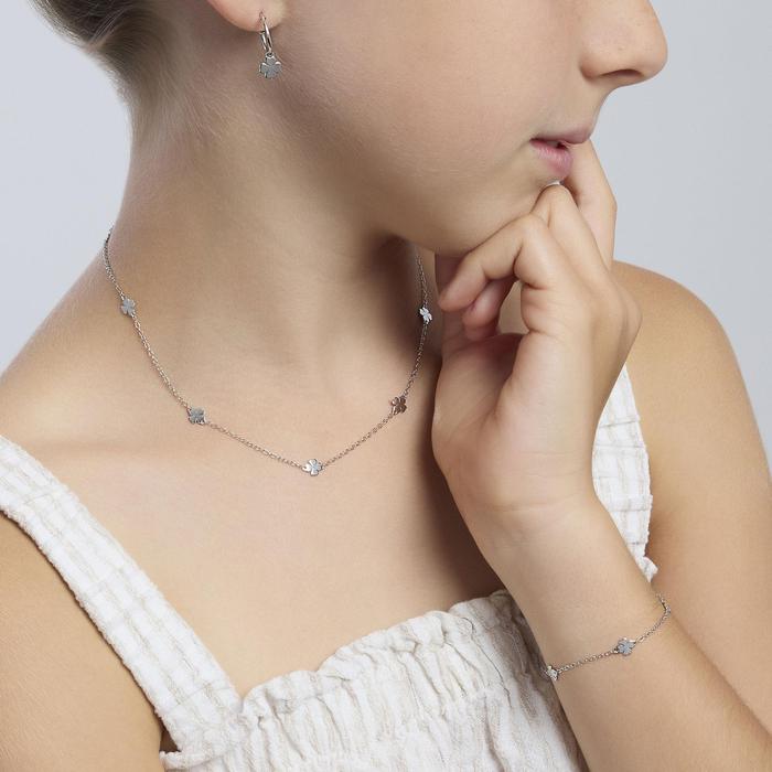 Bracelet en argent avec trèfles à quatre feuilles TROUVEZ-MOI