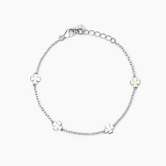 Bracelet en argent avec trèfles à quatre feuilles TROUVEZ-MOI