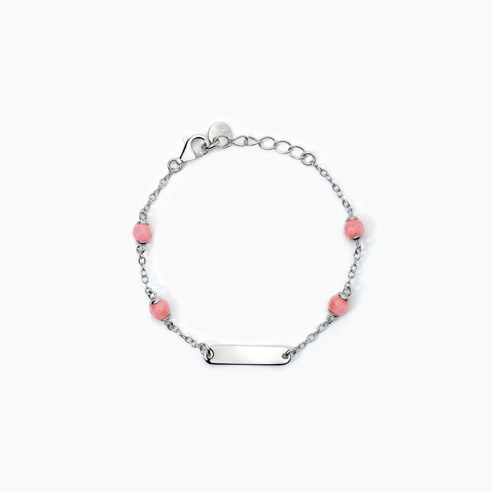 Bracciale personalizzabile in argento con corallo BABY