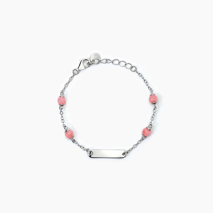 Bracelet personnalisable en argent avec corail BABY