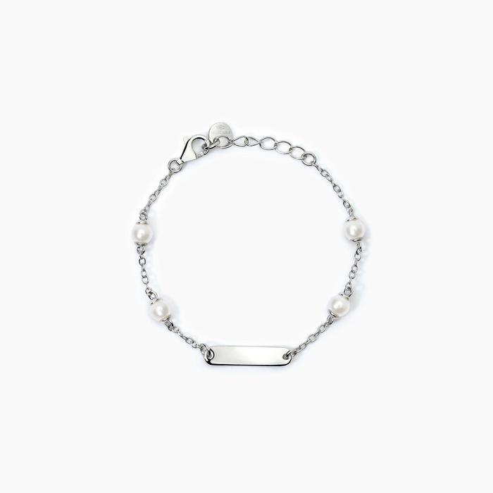 Bracciale personalizzabile in argento con perle BABY