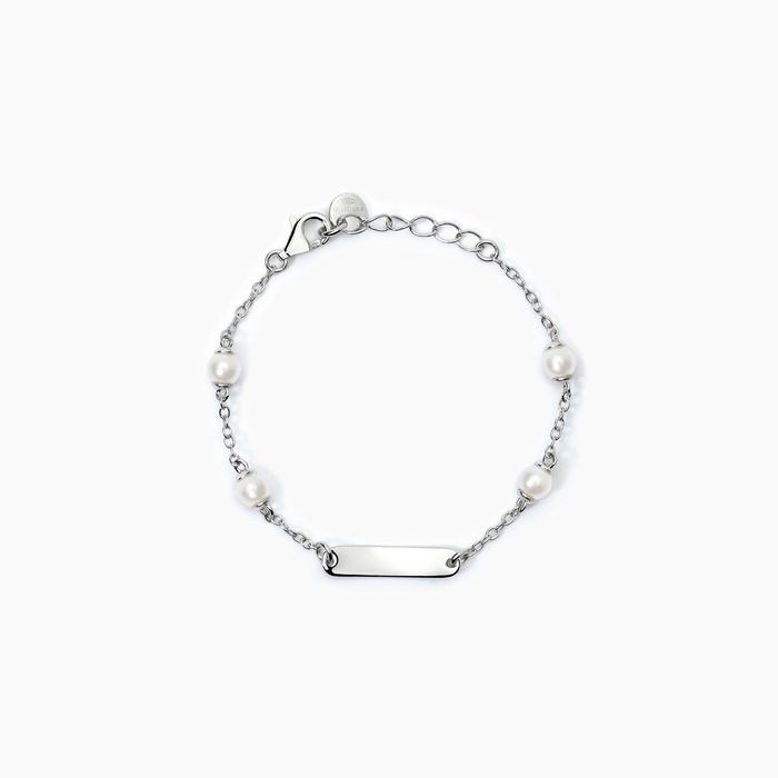 Bracelet personnalisable en argent avec perles BABY