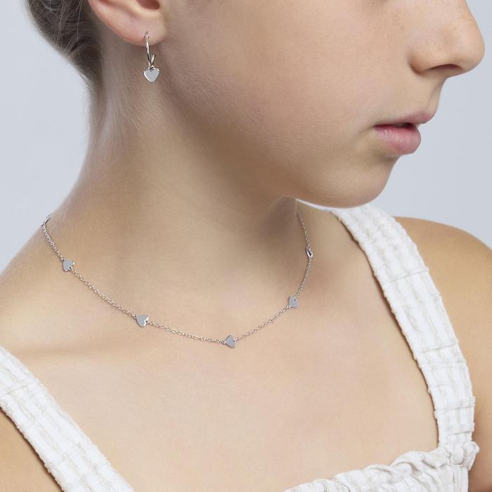 Collier ras du cou en argent avec coeurs MON AMOUR