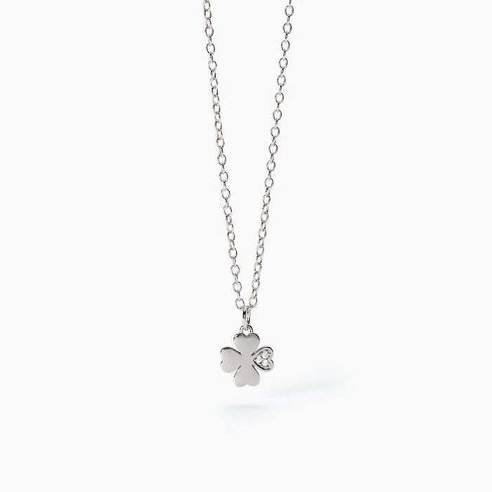 Collier ras du cou en argent avec trèfle à quatre feuilles et zircone TROUVEZ-MOI