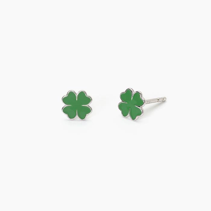 Boucles d'oreilles en argent avec trèfle à quatre feuilles TROUVEZ-MOI