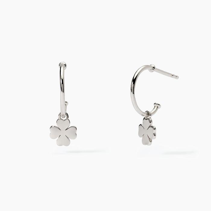 Boucles d'oreilles en argent avec cercle et trèfle à quatre feuilles TROUVEZ-MOI